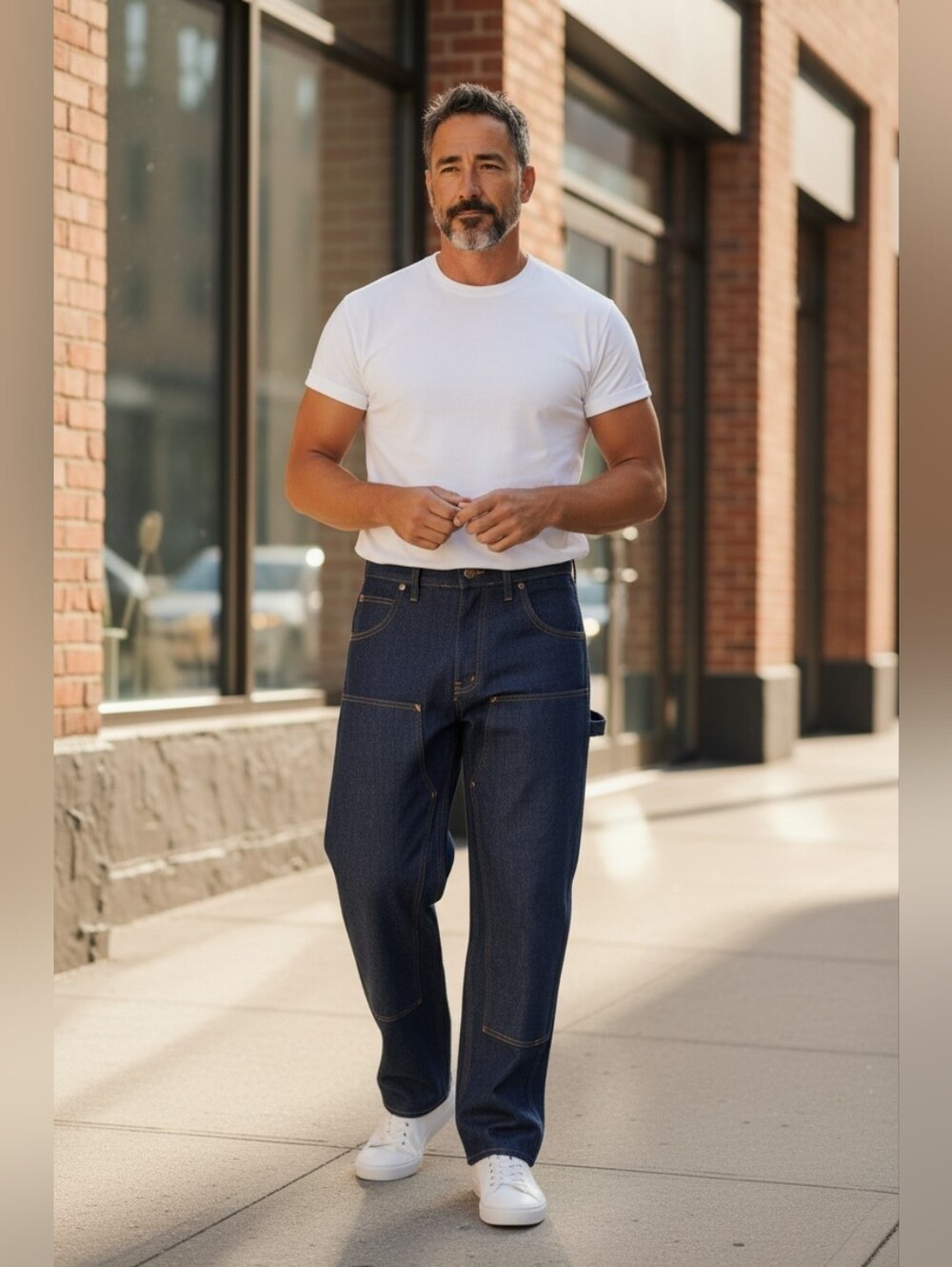 Prison Blues Men's Double Knee Work 14.75 Oz Denim Jeans With Suspender Buttons